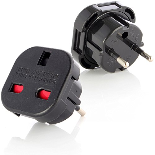 Neuftech 2 x Adaptador Enchufe Viaje Reino Unido UK 3 Pines a UE 2 Pines para Europeo España/Francia/Alemania etc