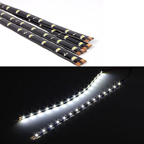 Neuftech® 4 X 30CM 15 SMD Tira de luz led Flexible Impermeable para Coche, Decoración de Interior y Exterior,Blanco