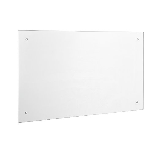 [neu.haus] Panel de cristal para pared cocina protección contra salpicaduras (90x50cm) - vidrio transparente - material de montaje incluido