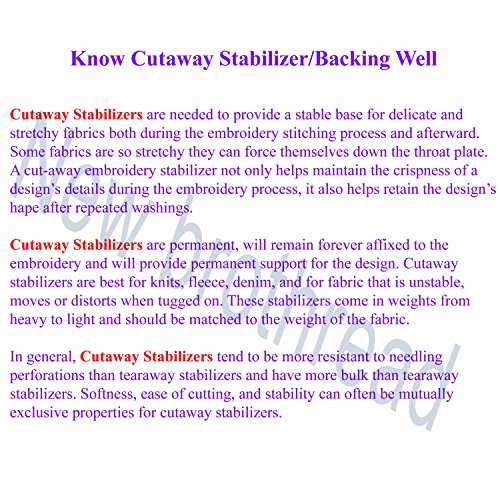 New brothread Cut Away (Corte Away) Estabilizador de Bordado - 10" x50Yd(25cmx46M) Rollo - Peso Medio 70gm(2.5oz) - Cortar en Varios tamaños para Bordado a máquina y Costura a Mano