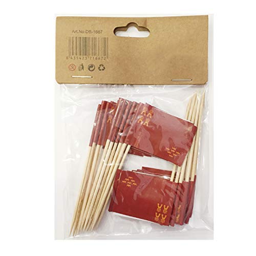 NEW TORO Palillos de Tapas con Bandera, Toothpick Flags Etiquetas Pequeñas para Magdalenas Decorar Tartas Bocadillos Cumpleaños Boda Fiesta de Bienvenida 3.5 * 2.5cm (Murcia) (Murcia 25pcs)