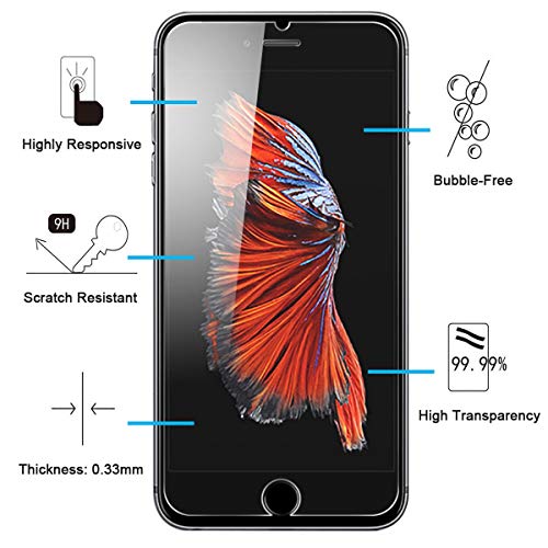 NEW'C 2 Unidades, Protector de Pantalla para iPhone 6 y iPhone 6S, Antiarañazos, Antihuellas, Sin Burbujas, Dureza 9H, 0.33 mm Ultra Transparente, Vidrio Templado Ultra Resistente