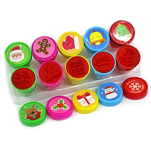 Newin Star Juego 1set (10pcs) de la Novedad Feliz Navidad Surtido de Sellos de plástico entintado Stamper portátiles para niños Sellos de Navidad para los favores de Partido