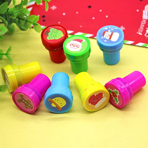 Newin Star Juego 1set (10pcs) de la Novedad Feliz Navidad Surtido de Sellos de plástico entintado Stamper portátiles para niños Sellos de Navidad para los favores de Partido