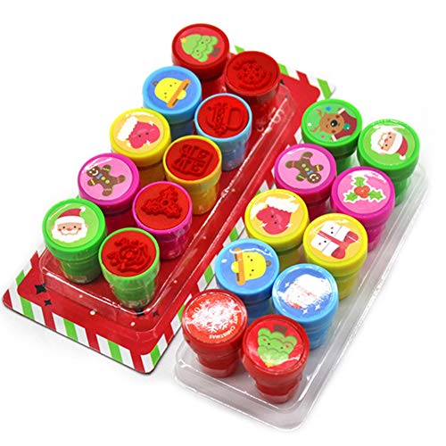 Newin Star Juego 1set (10pcs) de la Novedad Feliz Navidad Surtido de Sellos de plástico entintado Stamper portátiles para niños Sellos de Navidad para los favores de Partido