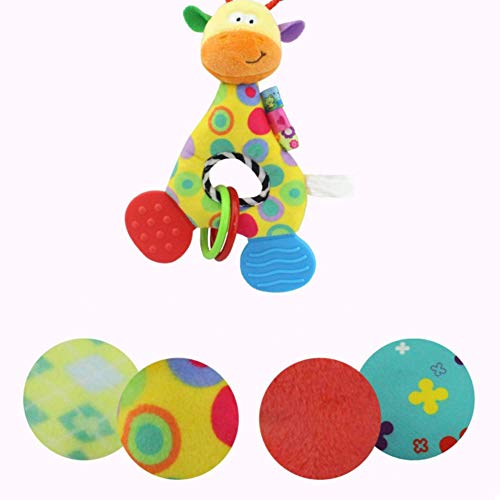 Newin Star Peluche Muñeca con mordedor,campanas de cascabel mordedor muñeca para recién nacidos niñas y niños sin BPA muñeca felpa de bebé(jirafa)