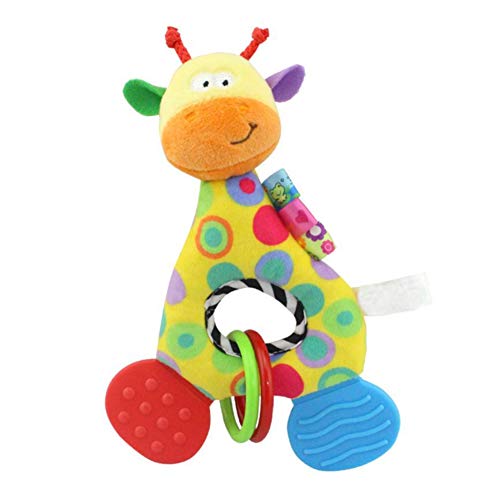 Newin Star Peluche Muñeca con mordedor,campanas de cascabel mordedor muñeca para recién nacidos niñas y niños sin BPA muñeca felpa de bebé(jirafa)