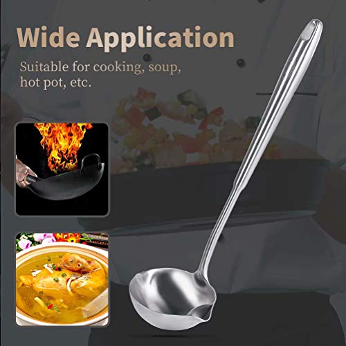 Newness Cazo para Sopa, Cucharón de Sopa Cucharones para Sopa de 304 Acero INOX, Cuchara para Sopa para Sopas, Salsas, Guisos y Más, 34.3cm (13,5 Inches)