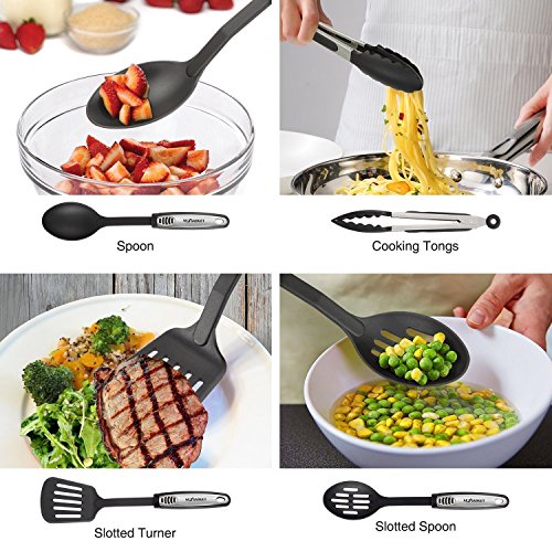 NEXGADGET Utensilios de Cocina de Acero Inoxidable y Nylon 42 piezas Set de Cuchara, Espátula, Tenedor, Pinzas, Cucharón, Abrebotellas, Peladora de Papas, Tijeras de Cocina, Cucharas Medidoras, etc.