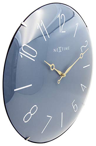 NeXtime Reloj de pared "TRENDY DOME", muy silencioso, redondo, azul, ø 35 cm