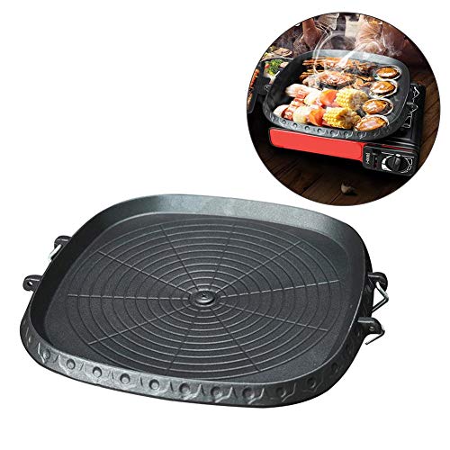 N/H Sartén Cuadrada De Estilo Coreano, Parrilla para Barbacoa Sartén Coreana con Superficie Revestida De Piedra Maifan, Placa Antiadherente Sin Humo para Barbacoa Interior Y Exterior, 12 Pulgadas