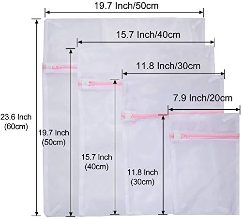 NIAGUOJI Bolsa de lavandería de malla 4 juegos para blusa delicada, reutilizable, duradero, sujetador, ropa interior, lencería, calcetines, medias, ropa de bebé, bolsas de malla para lavandería