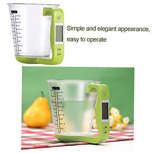 Nicedier La medición electrónica de múltiples Funciones Digital de Cocina Jarro de medición de Cocina Pesar Volumen Temperatura Copa con Escalera extraíble LCD de Pantalla Verde