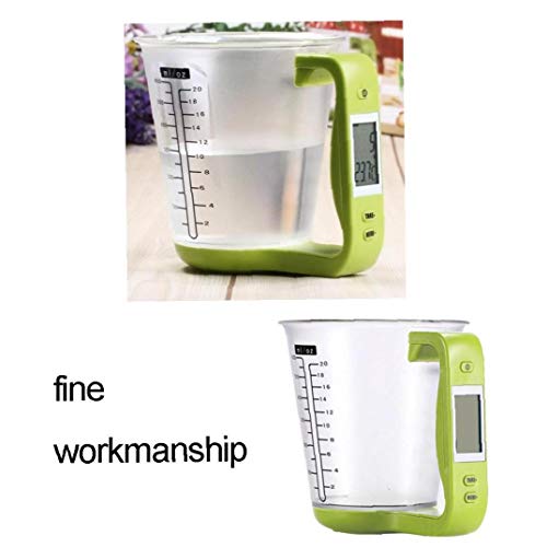 Nicedier La medición electrónica de múltiples Funciones Digital de Cocina Jarro de medición de Cocina Pesar Volumen Temperatura Copa con Escalera extraíble LCD de Pantalla Verde