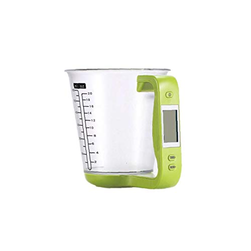 Nicedier La medición electrónica de múltiples Funciones Digital de Cocina Jarro de medición de Cocina Pesar Volumen Temperatura Copa con Escalera extraíble LCD de Pantalla Verde