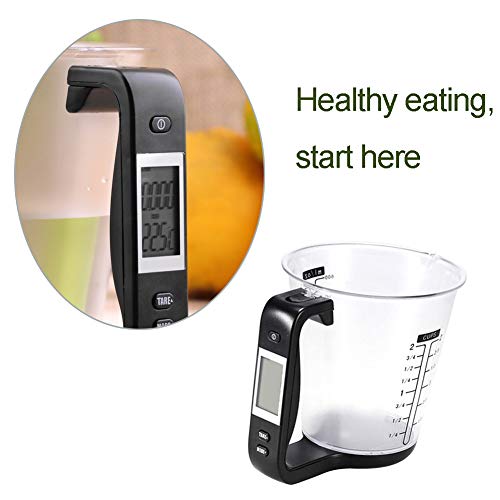 Nicedier-Tech Kitchen Electronic Measuring Instrument Multi Function Digital Measuring Jug Kitchen Weigh Temperature Volume Cup Scale with Detachable LCD Display Black