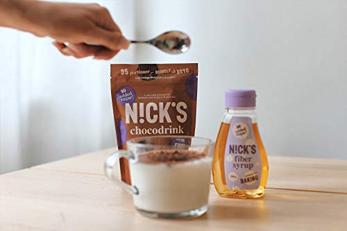 NICKS Chocodrink, Chocolate instantáneo, Cacao en polvo sin azúcar añadido - Más Cacao Más Porciones 250g (35 Porciones)