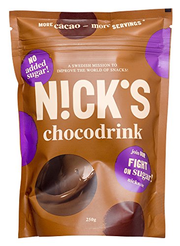 NICKS Chocodrink, Chocolate instantáneo, Cacao en polvo sin azúcar añadido - Más Cacao Más Porciones 250g (35 Porciones)