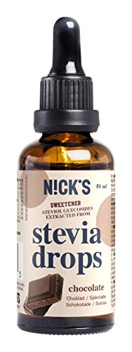 NICKS Stevia Drops, stevia líquida en gotas sin azúcar, cero calorías, edulcorante líquido aromatizado 50 ml (Chocolate)