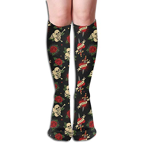 Nifdhkw Calcetines de compresión 3D con diseño de calaveras de azúcar, flores, antibacteriano, para atletismo, para hombres, mujeres, niños, niñas, correr, vuelo, viajes, enfermeras, edema