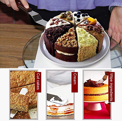 Nifogo Cake Turntable Conjunto, Incluir 1 Plato Giratorio para Tartas, 1 Espátula de Silicona, 3 Espátulas de Plástico para Decoración, 2 Espátula de Acero Inoxidable, 1 Cake Smoother (8PCS)