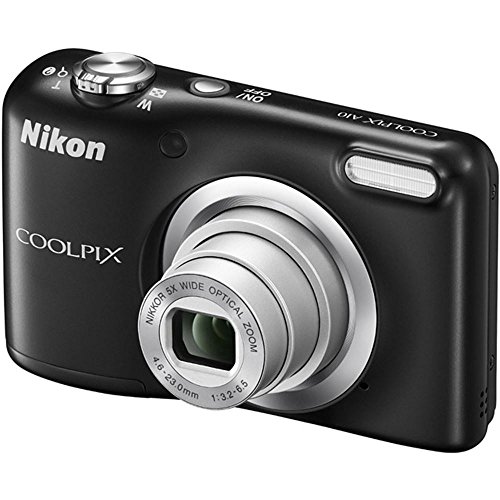 Nikon COOLPIX A10 Cámara compacta de 16.1MP con estuche de regalo + extras (objetivo Nikkor con zoom óptico 5x, grabación de vídeo HD, alimentada con pilas AA), Negro