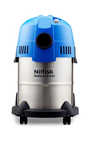 Nilfisk Aspirador de Bricolaje Buddy II 18 INOX, con o sin Bolsa, 18 litros, 74 Decibelios, Azul/Gris