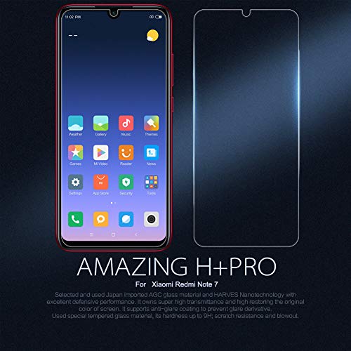 Nillkin Xiaomi Redmi Note 7 Protector de Pantalla, H+ Pro Cristal Templado [Dureza 9H] Ultrafino 0.2mm [Bordes Redondeados 2.5D] Vidrio Premium