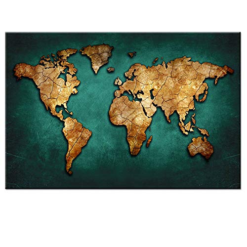 NIMCG Color Art Modern Abstract World Map Poster Color Lienzo Pintura Pared decoración de Oficina Lienzo Imagen Arte casero (sin Marco) A1 20x30CM