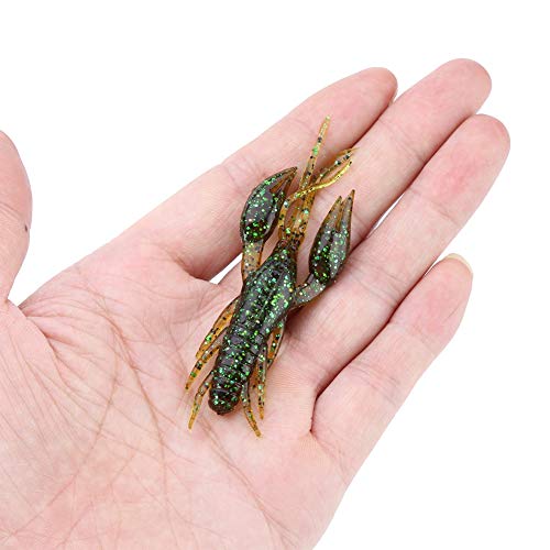 Nimoa 4 Piezas 6 Colores Cebo de Pesca-señuelo de Silicona Gusano Suave pequeño Martillo camarón Cebo Artificial(1#-Salsa Verde)