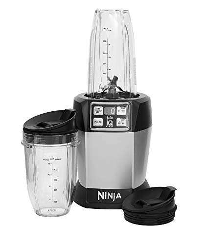 Ninja BL480 Blender, Servicio Individual, Auto-Iq, 1000 W, Acero Inoxidable, Negro/Plateado