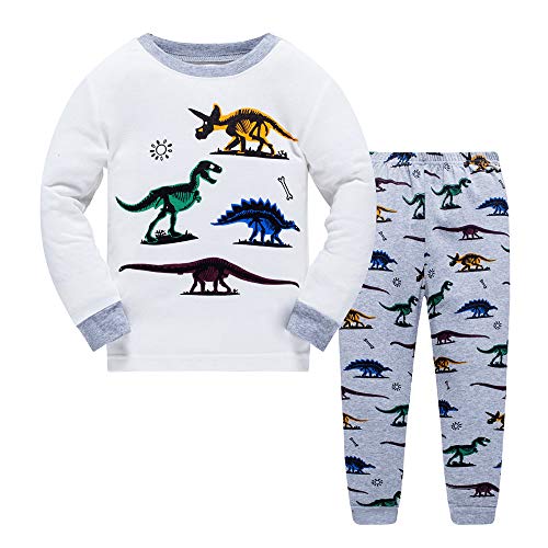 Niños Pijamas de niños pequeños para niños pequeños Dinosaurio Navidad Ropa de Dormir Larga Pijama Pjs Conjuntos Juego de Dormir Tamaño 4-5 años 5T Navidad el Dia de Acción de Gracias Regalo