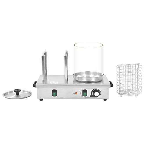 Nishore Máquina de Perritos Calentador de Perritos Calientes, con 4 Varillas de Calentamiento con 1 Tapa Extraíble, Maquina de Calientesmaquina Perritos, Acero Inoxidable 550 W Plateado