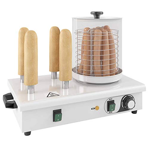 Nishore Máquina de Perritos Calentador de Perritos Calientes, con 4 Varillas de Calentamiento con 1 Tapa Extraíble, Maquina de Calientesmaquina Perritos, Acero Inoxidable 550 W Plateado