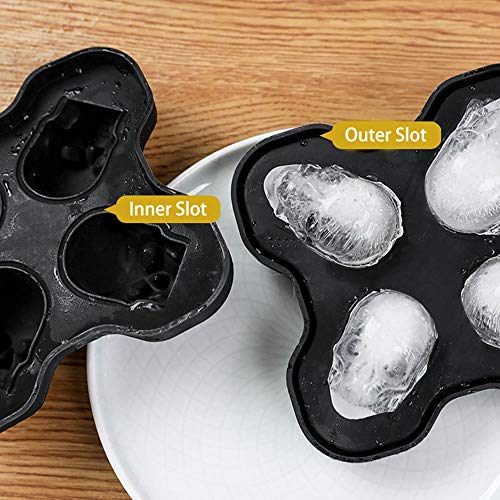 NIUSPK Bandeja de Cubitos de Hielo,Cubo de Cubitos de Hielo 3D Calavera Molde,Bandeja Molde con Tapa, Bandeja de Cubitos de Hielo de Silicona,Hacer Cubitos Hielo para Agua,C¨®CTEL y Otras Bebidas.