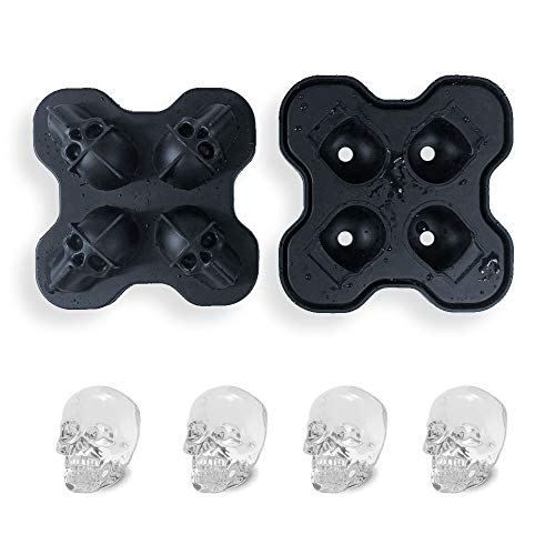 NIUSPK Bandeja de Cubitos de Hielo,Cubo de Cubitos de Hielo 3D Calavera Molde,Bandeja Molde con Tapa, Bandeja de Cubitos de Hielo de Silicona,Hacer Cubitos Hielo para Agua,C¨®CTEL y Otras Bebidas.