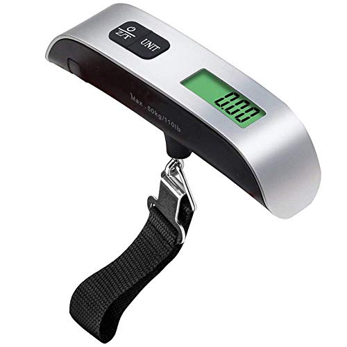 NiyuMY ORS balanza electrónica 50 kg de Mini p Viajes ortable LCD electrónico Digital for Colgar Equipaje de precisión Escala sens Escala de Peso de Plata (Color : Silver)