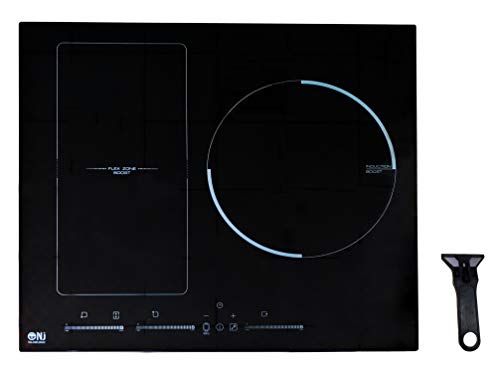 NJ HBBQ-60 Cocina de inducción incorporada 60 cm Hob eléctrica 3 zonas Zona de flexión Control tactil Negro