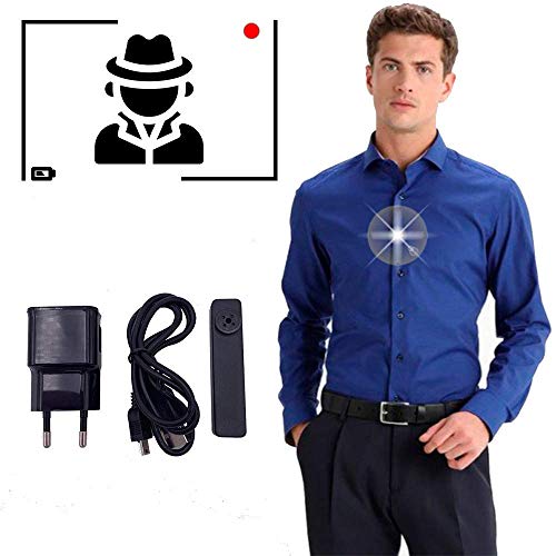 NK Cámara espía para Camisa/Chaqueta Mini Videocámara Espía Oculta, 720x480 Cámara de Vigilancia Portátil, Cámara de Seguridad Micro - 8GB Integrados Vídeo/Foto - Color Negro