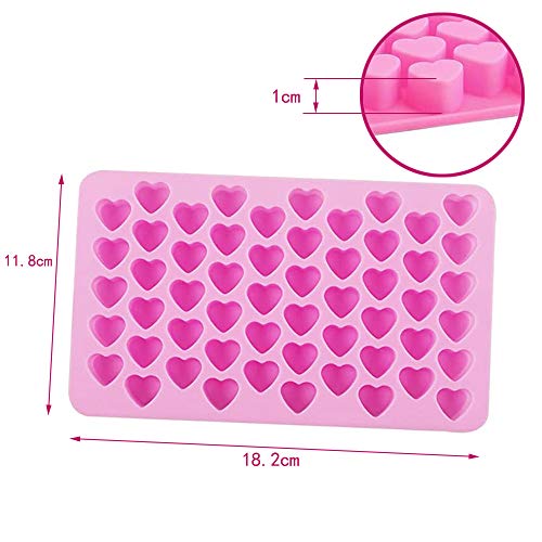 N\O 2 Piezas Molde para pastelería de Silicona, 55 de Mini Corazones, Mold Alimentos Silicona Fondant decoración para Bombones, Pastel, gelatina y Hielo Fondant Molde Cocina Hornear Herramientas