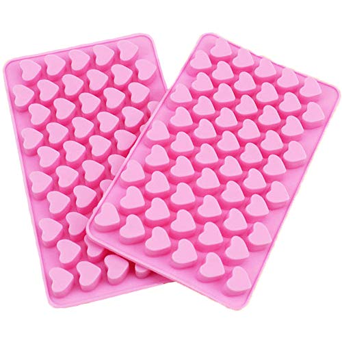 N\O 2 Piezas Molde para pastelería de Silicona, 55 de Mini Corazones, Mold Alimentos Silicona Fondant decoración para Bombones, Pastel, gelatina y Hielo Fondant Molde Cocina Hornear Herramientas