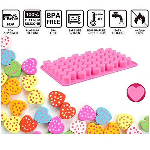 N\O 2 Piezas Molde para pastelería de Silicona, 55 de Mini Corazones, Mold Alimentos Silicona Fondant decoración para Bombones, Pastel, gelatina y Hielo Fondant Molde Cocina Hornear Herramientas