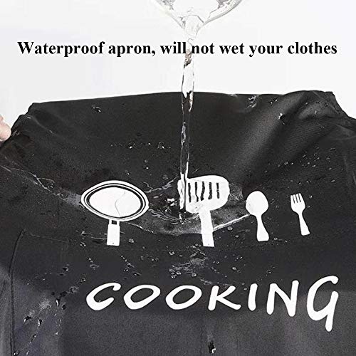 N/O Delantal de Cocina 2 Adorable Delantales de Cocina Delantal Suave Negro y Rojo con Bolsillos Impermeable y fácil de Limpiar Hecho de Tela Impermeable y Lana de Coral Unisex