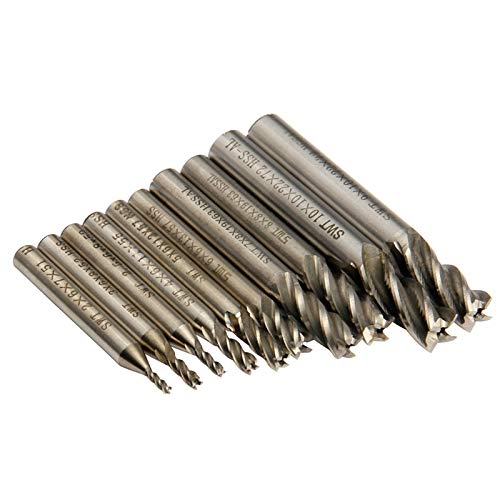 NO LOGO XW-XIDAO, 10pcs / Set HSS Extremo del carburo Molino 4 Cuchillas CNC Herramientas Diámetro 2-10mm Flauta Fresa Router bit bit fresadora CNC Drill (Size : 2mm-10mm 10pcs/Set)