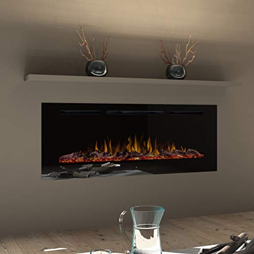 Noble Flame Paris 660 (66 cm/26 ”) - Chimenea Eléctrica Chimenea de Pared Estufa Chimenea - Montaje en Pared Mando a Distancia - 14,5 cm Profundidad - - Negro