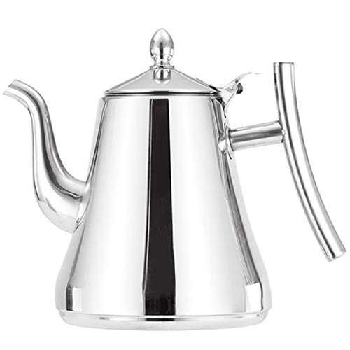 Noblik Tetera de Acero Inoxidable de 1.5L Cafetera con Hervidor de Filtro Inicio Hotel Bar Restaurante Hervidor de Acero Inoxidable Olla de InduccióN Hervidor de Agua Plata