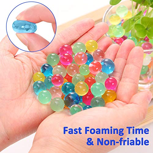 NOCHME Bolas De Gel De Agua Colores, 50000 Pcs Perlas No Tóxicas Crecen En Agua,Perla Bolitas De Cristal De Agua De Suelo De Gel para Decoración, Plantas, Flores (5 Globos Adicionales Incluidos)