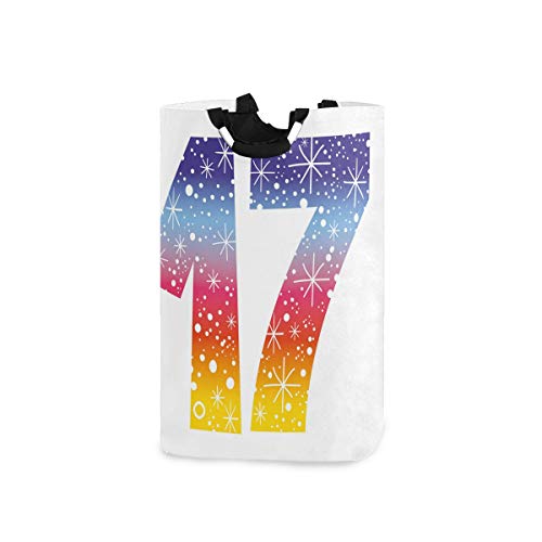 NOLYXICI Bolsa de lavandería,Colorido Dulce diecisiete Fiesta impresión Cesta de lavandería Plegable Grande,Cesto de Ropa Plegable,Papelera de Lavado Plegable