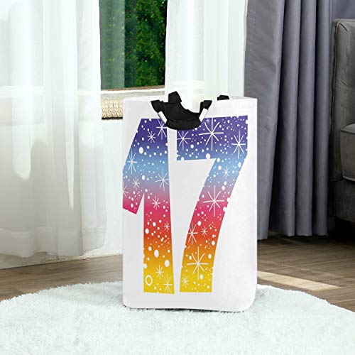 NOLYXICI Bolsa de lavandería,Colorido Dulce diecisiete Fiesta impresión Cesta de lavandería Plegable Grande,Cesto de Ropa Plegable,Papelera de Lavado Plegable