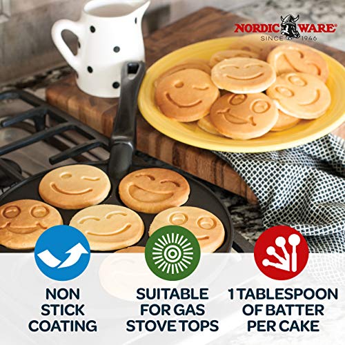 Nordic Ware 01920 - Sartén para tortitas y crepes, diseño Smiley